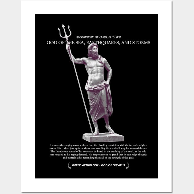 Poseidon, God of Sea, Earthquakes, and Storms Mono - Greek Myth #004 Wall Art by Holy Rebellions